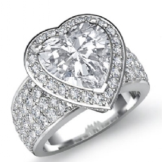 4 Row Shank Halo Pave diamond Ring 14k Gold White