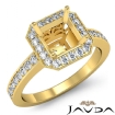 Diamond Engagement Halo Pre-Set Ring Asscher Semi Mount 18k Yellow Gold 0.37Ct - javda.com 