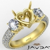 3 Stone Diamond Eternity Heart Semi Mount Engagement Ring 18k Yellow Gold 2.64Ct - javda.com 