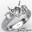 3 Stone Diamond Eternity Heart Semi Mount Engagement Ring Platinum 950 2.64Ct - javda.com 