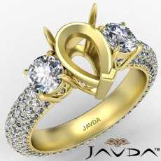 3 Stone Pear Semi Mount Diamond Engagement Ring In 14k Gold Yellow  (2.64Ct. tw.)
