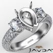 3 Stone Pear Semi Mount Diamond Engagement Ring In 14k White Gold 2.64Ct - javda.com 