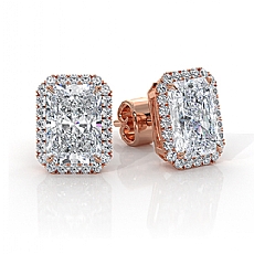 Claw Prong Radiant Labgrown Diamond Earring IGI Certified 14k Rose Gold  (3.24Ct. tw.)