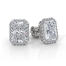 Claw Prong Radiant Labgrown Diamond Earring IGI Certified 14k White Gold 3.24ctw