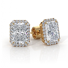 Claw Prong Radiant Labgrown Diamond Earring IGI Certified 18k Gold Yellow  (3.24Ct. tw.)