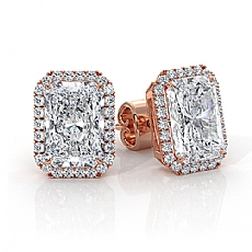 IGI Certified Radiant Labgrown Diamond Claw Prong Earring 14k Rose Gold  (4.28Ct. tw.)