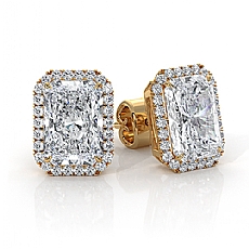 IGI Certified Radiant Labgrown Diamond Claw Prong Earring 18k Gold Yellow  (4.28Ct. tw.)