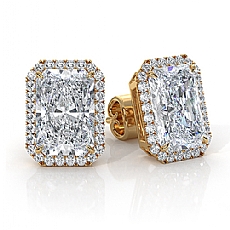 Halo Radiant Lab grown Diamond IGI Claw Prong Earring 18k Gold Yellow  (5.3Ct. tw.)