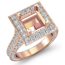 Diamond Engagement Ring Halo Pave Setting  14k Rose Gold Princess SemiMout (2.1Ct. tw.)