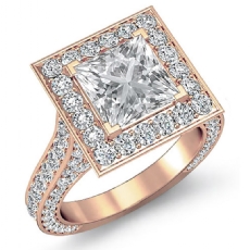 Cathedral Circa Halo Pave diamond Ring 14k Rose Gold
