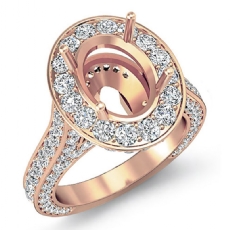 Diamond Engagement Halo Setting Ring Oval Shape Semi Mount 14k Rose Gold (2.1Ct. tw.)