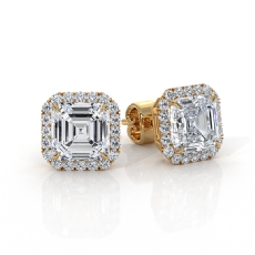 Claw Prong Halo Asscher Lab grown Diamond IGI Certified 18k Gold Yellow  (3.31Ct. tw.)