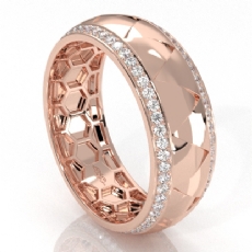 Dome Zigzag Pattern Round Diamond Eternity Men Wedding Band 14k Rose Gold  (0.9Ct. tw.)