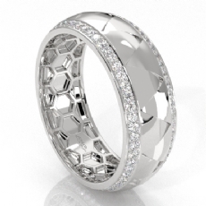 Dome Zigzag Pattern Round Diamond Eternity Men Wedding Band 14k Gold 0.90Ct