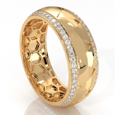 Dome Zigzag Pattern Round Diamond Eternity Men Wedding Band 14k Gold Yellow  (0.9Ct. tw.)