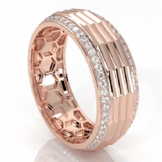 Octagon Grooved Round Diamond Eternity Men's Wedding Band 14k Rose Gold  (0.9Ct. tw.)