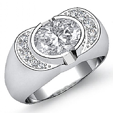 Semi Bezel Graduated Pave Set diamond Ring 14k Gold White