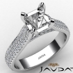 Bridge Accent Petal Prong Princess Semi Mount Engagement Ring 18k White Gold 1.45Ct - javda.com 
