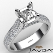 Bridge Accent Petal Prong Princess Semi Mount Engagement Ring Platinum 950 1.45Ct - javda.com 