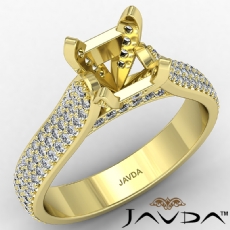 Bridge Accent Petal Prong Princess Semi Mount Engagement Ring 14k Gold Yellow  (1.45Ct. tw.)