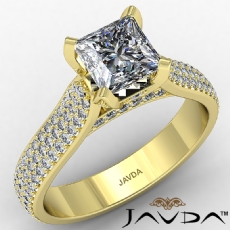 Tall Cathedral Micro Pave Set diamond Ring 14k Gold Yellow
