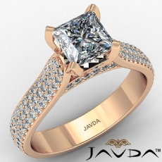 Tall Cathedral Micro Pave Set diamond Ring 14k Rose Gold