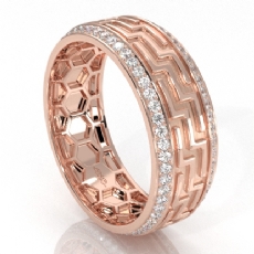 Geometric Greek Key Diamond Eternity Men's Wedding Band 14k Rose Gold  (0.9Ct. tw.)