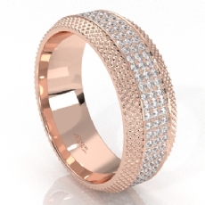 Comfort Fit Diamond Cuts Mens Eternity Wedding Band in 14k Rose Gold  (1.2Ct. tw.)