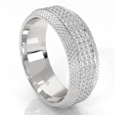 Comfort Fit Diamond Cuts Mens Eternity Wedding Band in 14k White Gold 1.2Ct