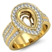 Diamond Engagement Ring Pear Semi Mount 14k Yellow Gold Halo Pave Setting 1.65Ct - javda.com 