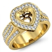 Diamond Engagement Ring Heart Semi Mount 14k Yellow Gold Halo Pave Setting 1.65Ct - javda.com 