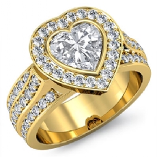 Bezel Set Halo 3 Row Shank diamond Ring 14k Gold Yellow