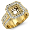 Diamond Engagement Ring Asscher Semi Mount 18k Yellow Gold Halo Setting 1.65Ct - javda.com 