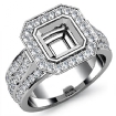 Diamond Engagement Ring Asscher Semi Mount 18k White Gold Halo Setting 1.65Ct - javda.com 