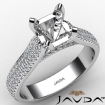 Bridge Accent Asscher Semi Mount Diamond Engagement Ring Platinum 950 1.45Ct - javda.com 