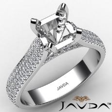 Bridge Accent Asscher Semi Mount Diamond Engagement Ring 14k White Gold 1.45 Ctw.