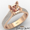 Bridge Accent Asscher Semi Mount Diamond Engagement Ring 14k Rose Gold 1.45Ct - javda.com 