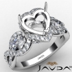 Three 3 Stone Heart Shape Semi Mount Engagement Ring Platinum 950 1.4Ct - javda.com 