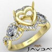 Three 3 Stone Heart Shape Semi Mount Engagement Ring 18k Yellow Gold 1.4Ct - javda.com 