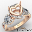 Three 3 Stone Heart Shape Semi Mount Engagement Ring 14k Rose Gold 1.4Ct - javda.com 