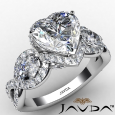 3 Stone Micropave Twist Shank diamond Ring 18k Gold White