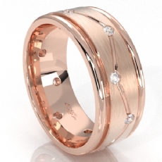Zig-Zag Matte Bezel Round Diamond Eternity Men's Wedding Band 14k Rose Gold  (0.3Ct. tw.)