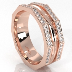 Hexagonal Style Round Diamond Eternity Mens Wedding Band 14k Rose Gold  (0.8Ct. tw.)