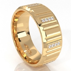Vertical Cuts Round Diamond Eternity Men's Wedding Band 14k Gold Yellow  (0.25Ct. tw.)