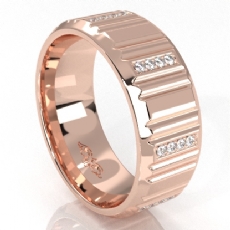 Vertical Cuts Round Diamond Eternity Men's Wedding Band 14k Rose Gold  (0.25Ct. tw.)