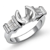 Baguette Round Diamond 3Stone Engagement Ring Setting 14k White Gold 0.4Ct - javda.com 