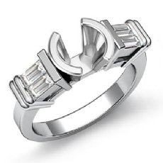 Baguette Round Diamond 3Stone Engagement Ring Setting 14k Gold 0.40Ct