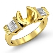 Baguette Round Diamond 3Stone Engagement Ring Setting 18k Yellow Gold 0.4Ct - javda.com 