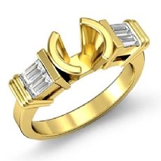 Baguette Round Diamond 3Stone Engagement Ring Setting 14k Gold Yellow  (0.4Ct. tw.)