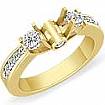 Round Diamond 3 Stone Engagement Women Semi Mount Ring 18k Gold Yellow Setting 0.6Ct